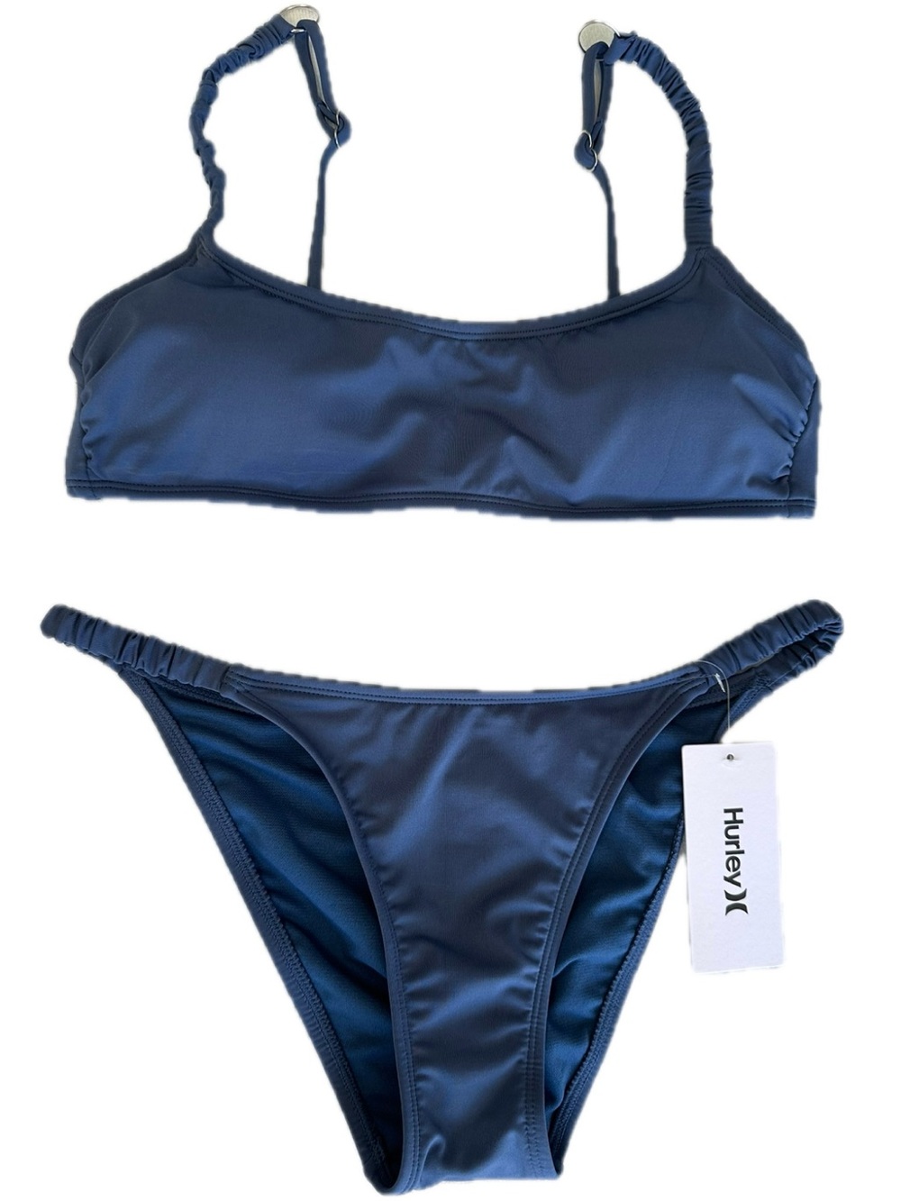 HURLEY Womens Scoop Blue Bikini Top Size  Medium